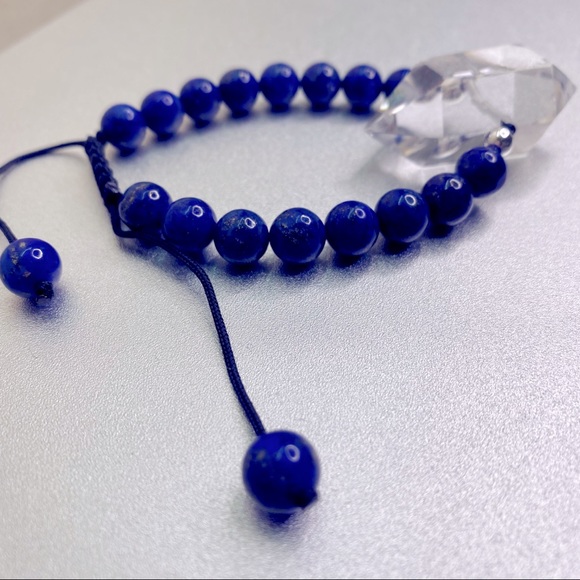 Lapis Gemstone and Clear Crystal Handmade Statement Bracelet Bohemian Healing - Picture 5 of 11